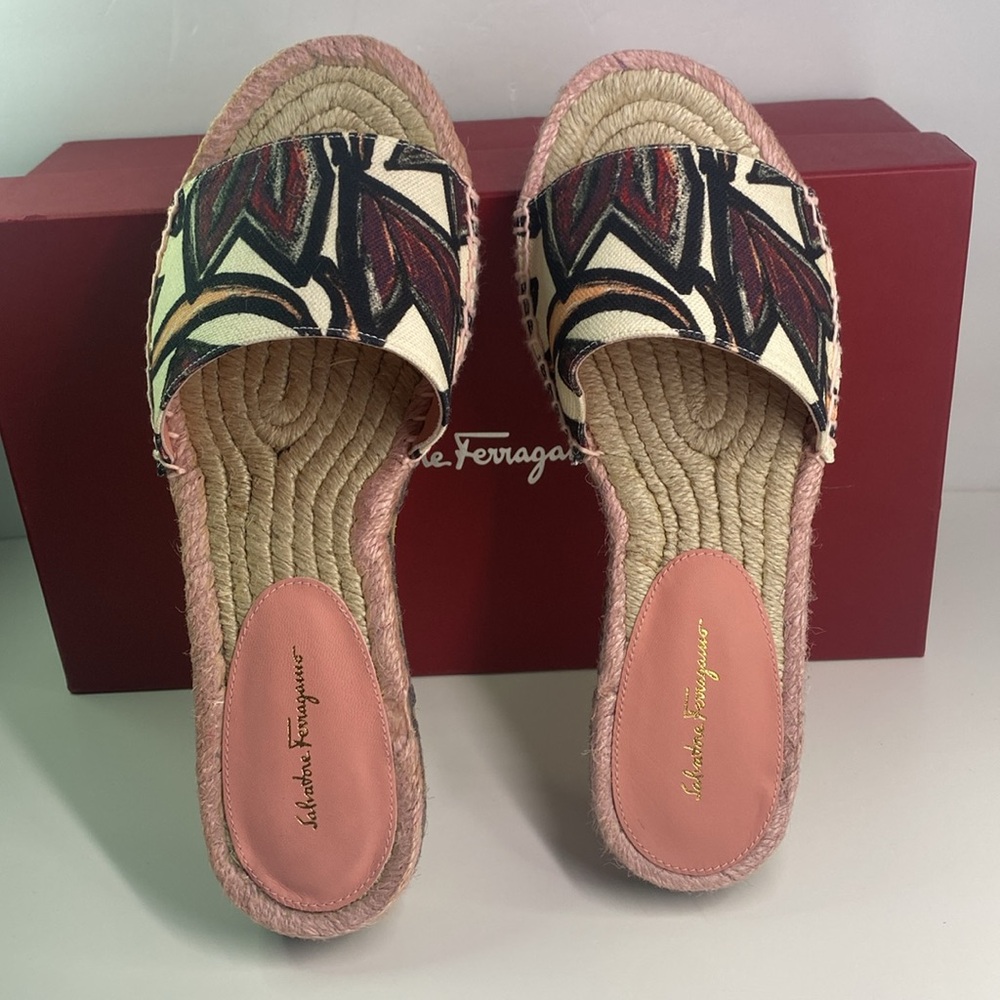 New Authentic FERRAGAMO Cabrera Espadrille Slide Sandal (Women) - Picture 8 of 16